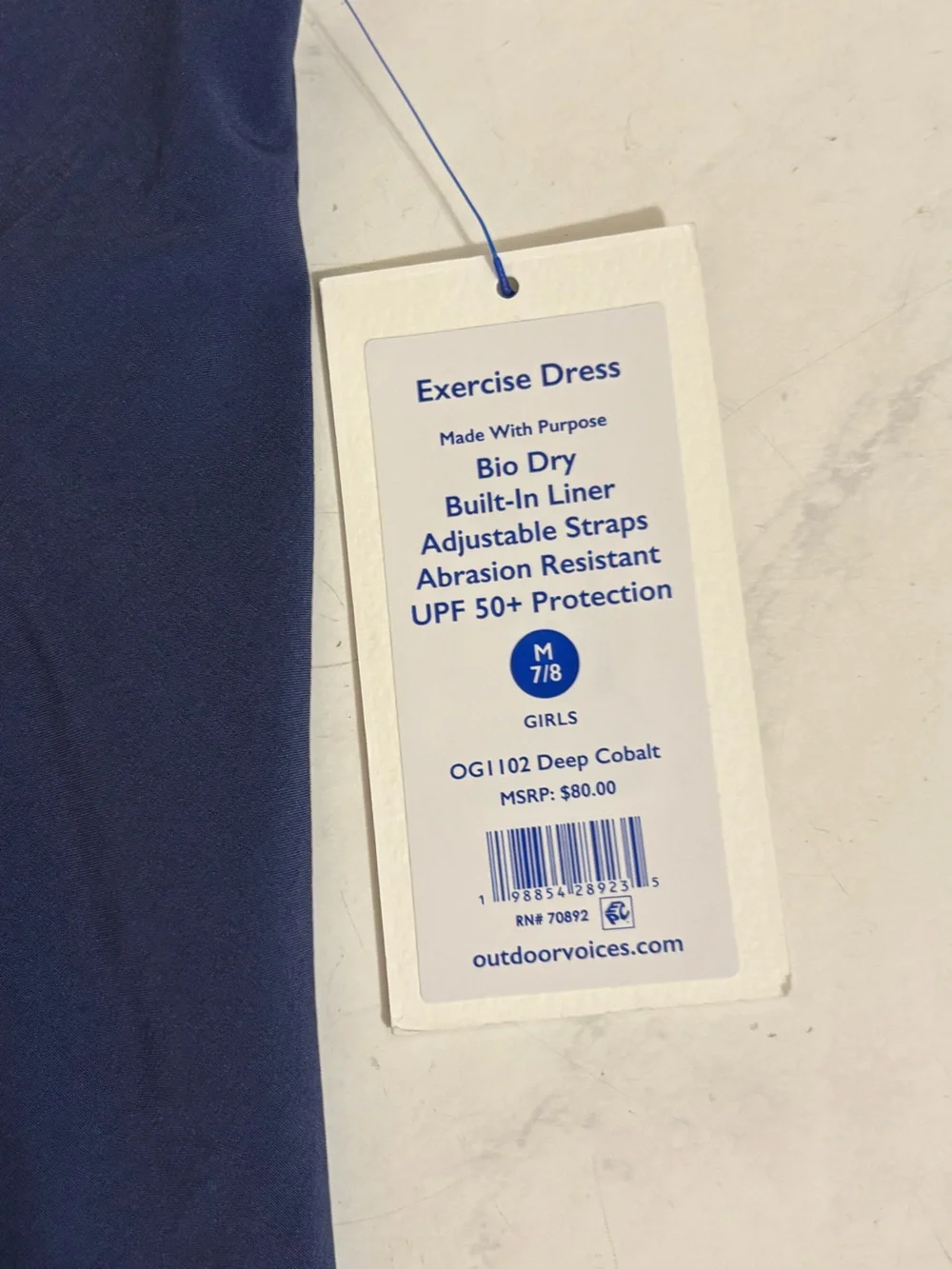 NEW Outdoor Voices Girls Medium Cobalt Blue Purple Mini Active Dress Pickleball
